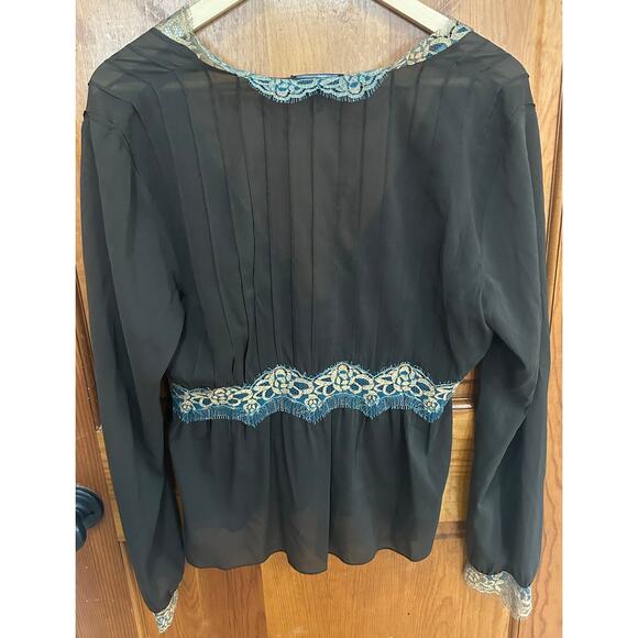 Amazing y2k Herve Leger Chiffon and Lace Shirt - Size 12/Womens Large - Picture 2 of 5